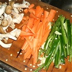 Miso stir-frying style of Green pepper, carrot, and Shimeji Image