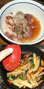 Sesame miso stir-frying of pork and potato Image