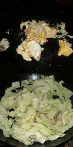 Okonomiyaki style vegetable stir-frying of a large amount of cabbage Image
