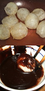 The chocolate and the soy sauce were sprinkled rice cracker(The chocolate and the soy sauce were sprinkled Okaki) Image