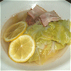 Boiled food soup of cabbage and corned beef Image