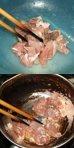 Soup boiling of cabbage and chicken Image
